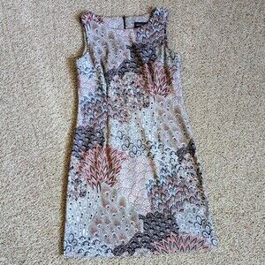 Connected Apparel Blue/Pink/Beige Paisley Floral Sheath Dress